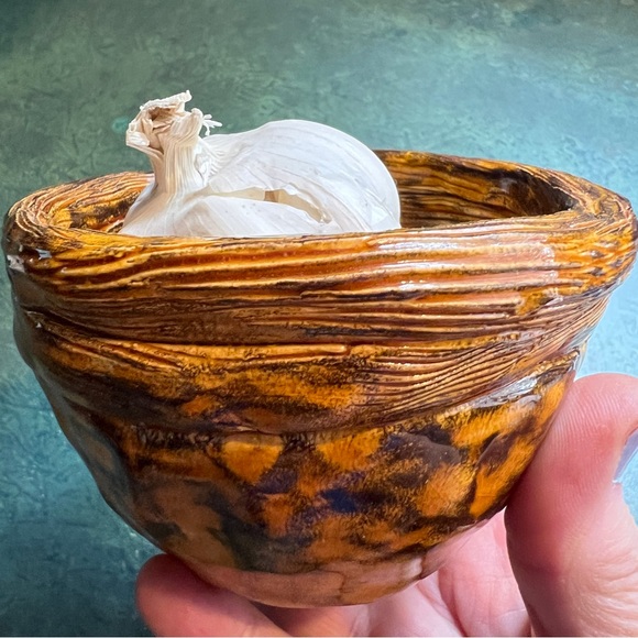 CARMEL AND BLACK Ceramic Pottery Bowl or Planter from my Studio - Picture 3 of 16